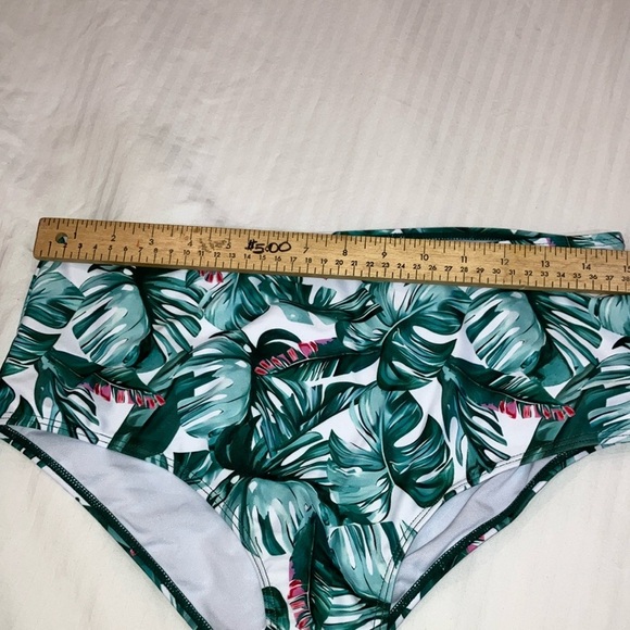 NEW large women’s Tropical Leaf Print high rise Bikini Bottoms - Picture 6 of 9